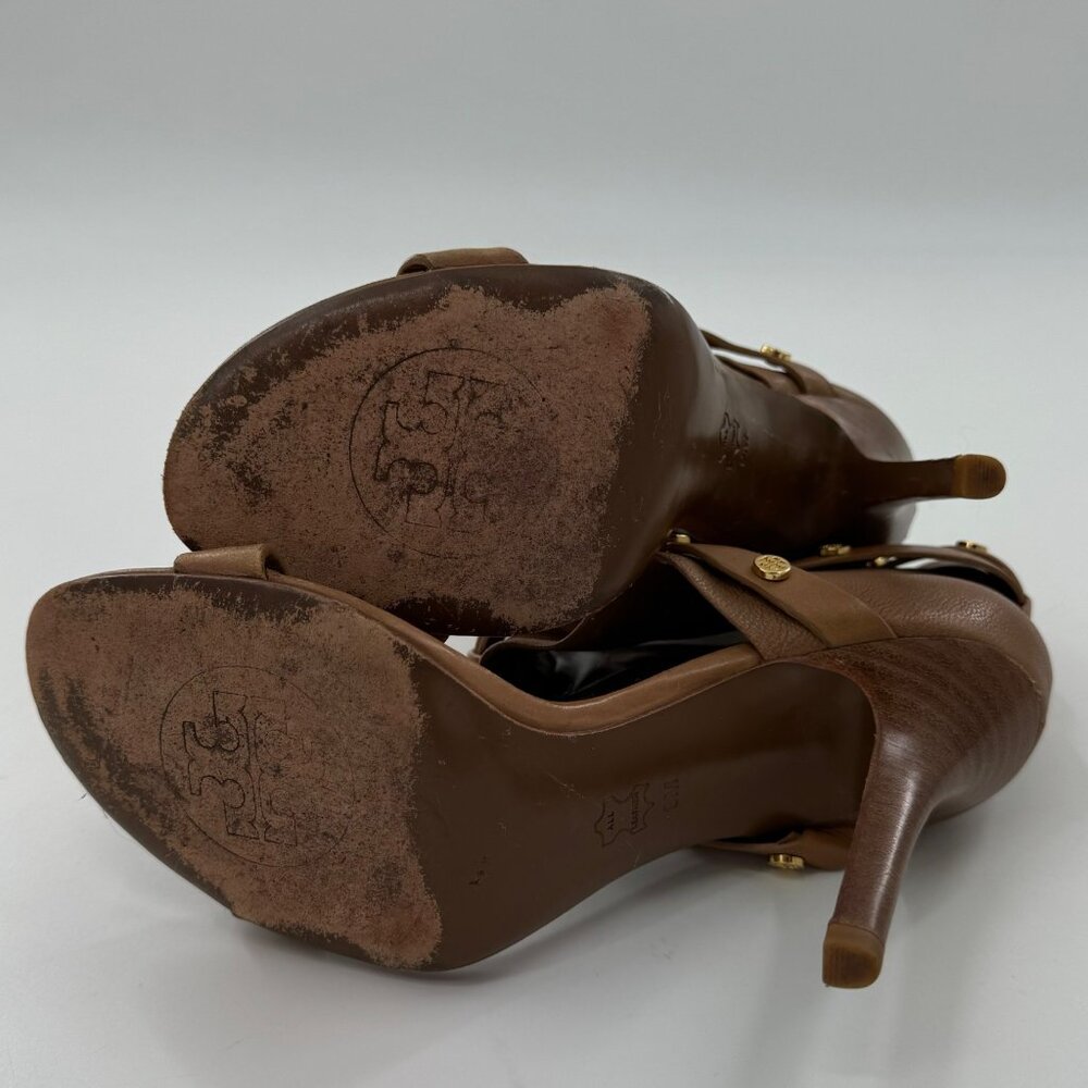 Tory Burch Graham Brown Leather Strappy High Heel Sandals 9M - Picture 9 of 15